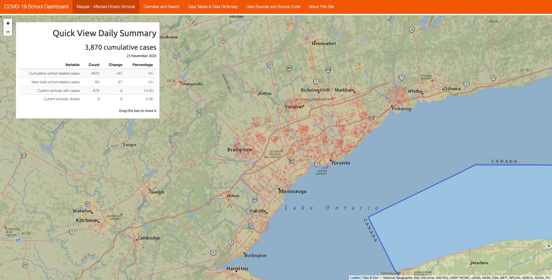 New interactive dashboard tracks COVID-19 cases in Ontario schools