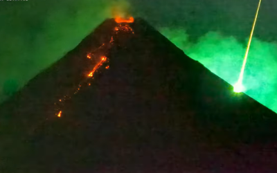 A Fiery Visitor From Space Photo-Bombs an Erupting Volcano | The New York Times