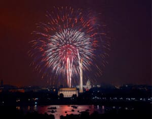Fireworks in the night sky in Washington, D.C.